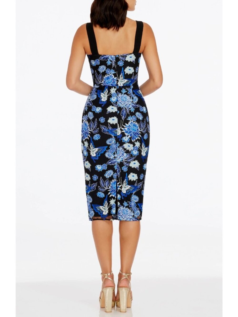 Dress the Population Nicole Women's Floral Cocktail Midi Sheath Dress Size XS - Picture 2 of 5